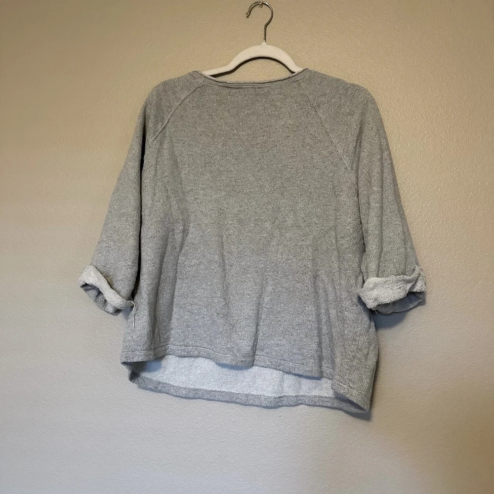 Zenergy by Chico's Gray Scoop Neck 3/4 Sleeve Sweatshirt